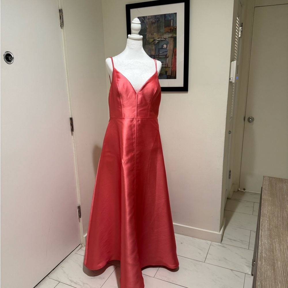 Elegant Coral Silk Gown by PRONOVIAS Size 12